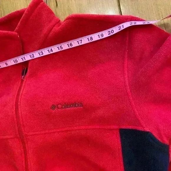Columbia Men’s Red Black Fleece Full Zip Collar Jacket xl - Picture 13 of 13